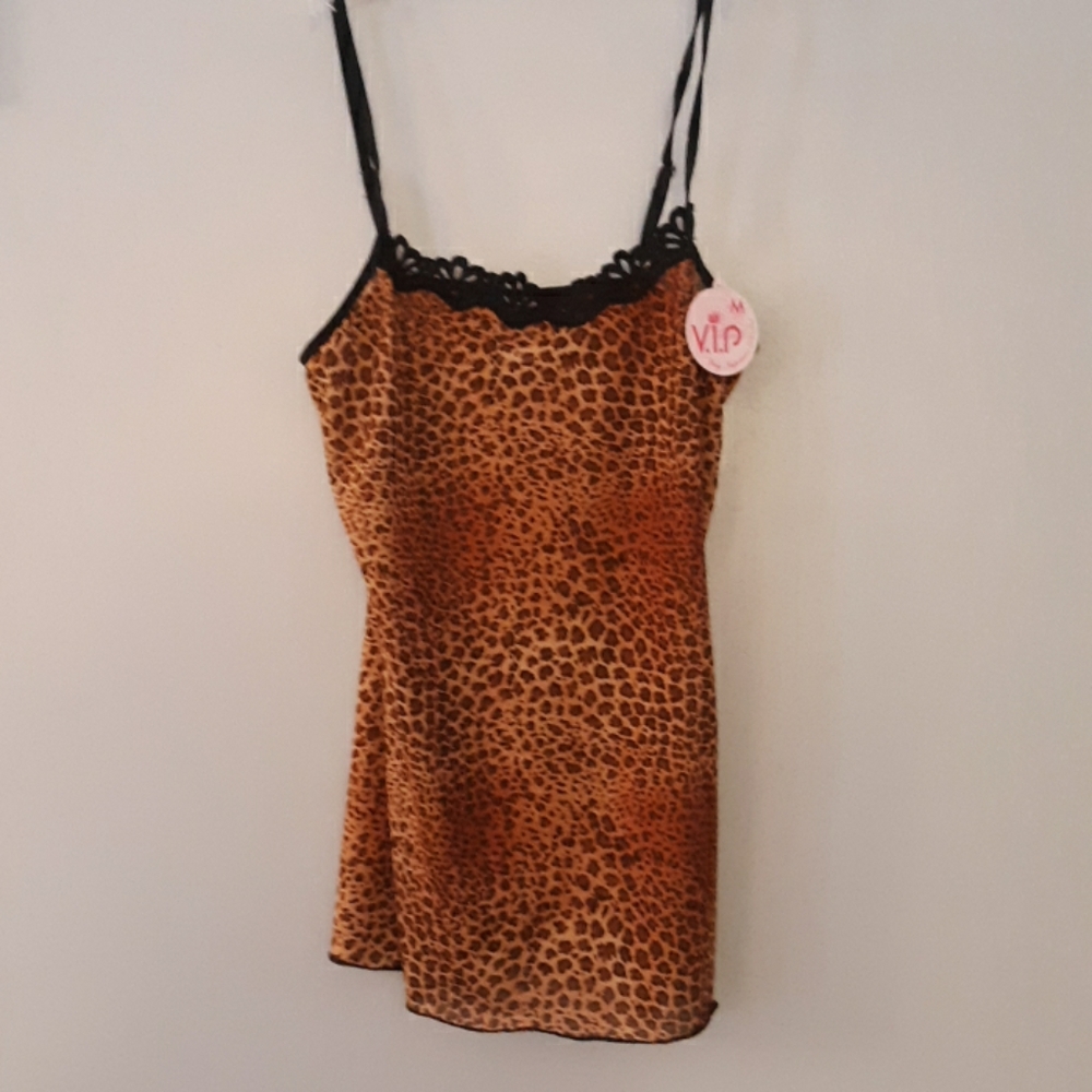 VIP Camisole Leopard Print Sm Med Black Trim